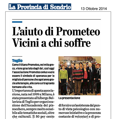 L'aiuto di PROMETEO - vicini a chi soffre