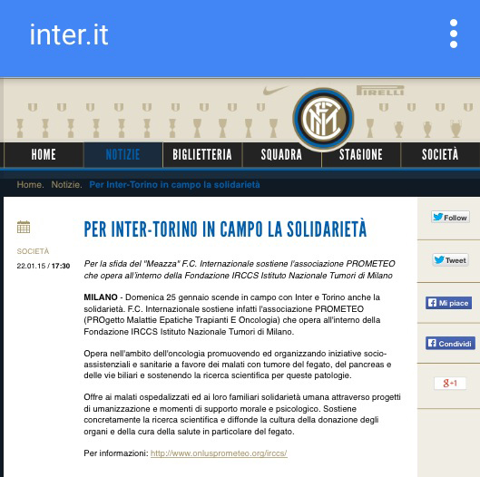 INTER-TORINO - 25 Gennaio 2015 - La solidarietà scende in campo! 3