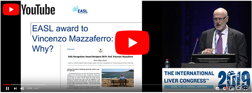 12 aprile 2019: Vincenzo Mazzaferro riceve a Vienna il prestigioso EASL Recognition Award 2