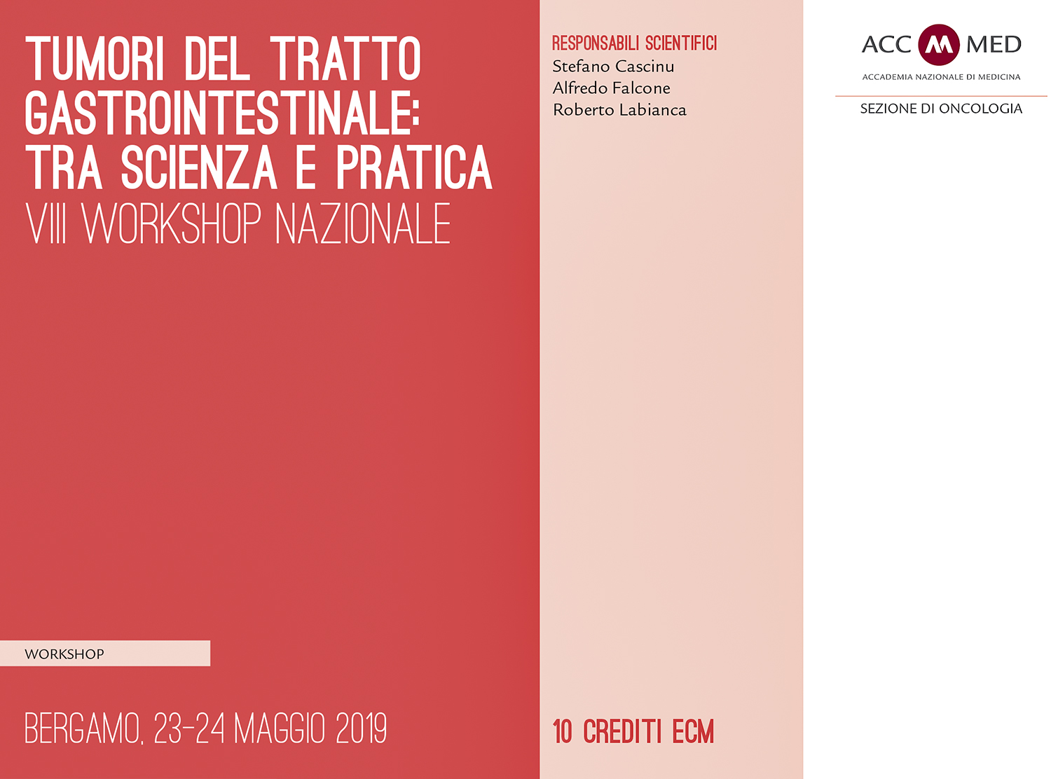 VIII Workshop nazionale: Tumori del tratto gastrointestinale - Bergamo, 23-24 maggio 2019