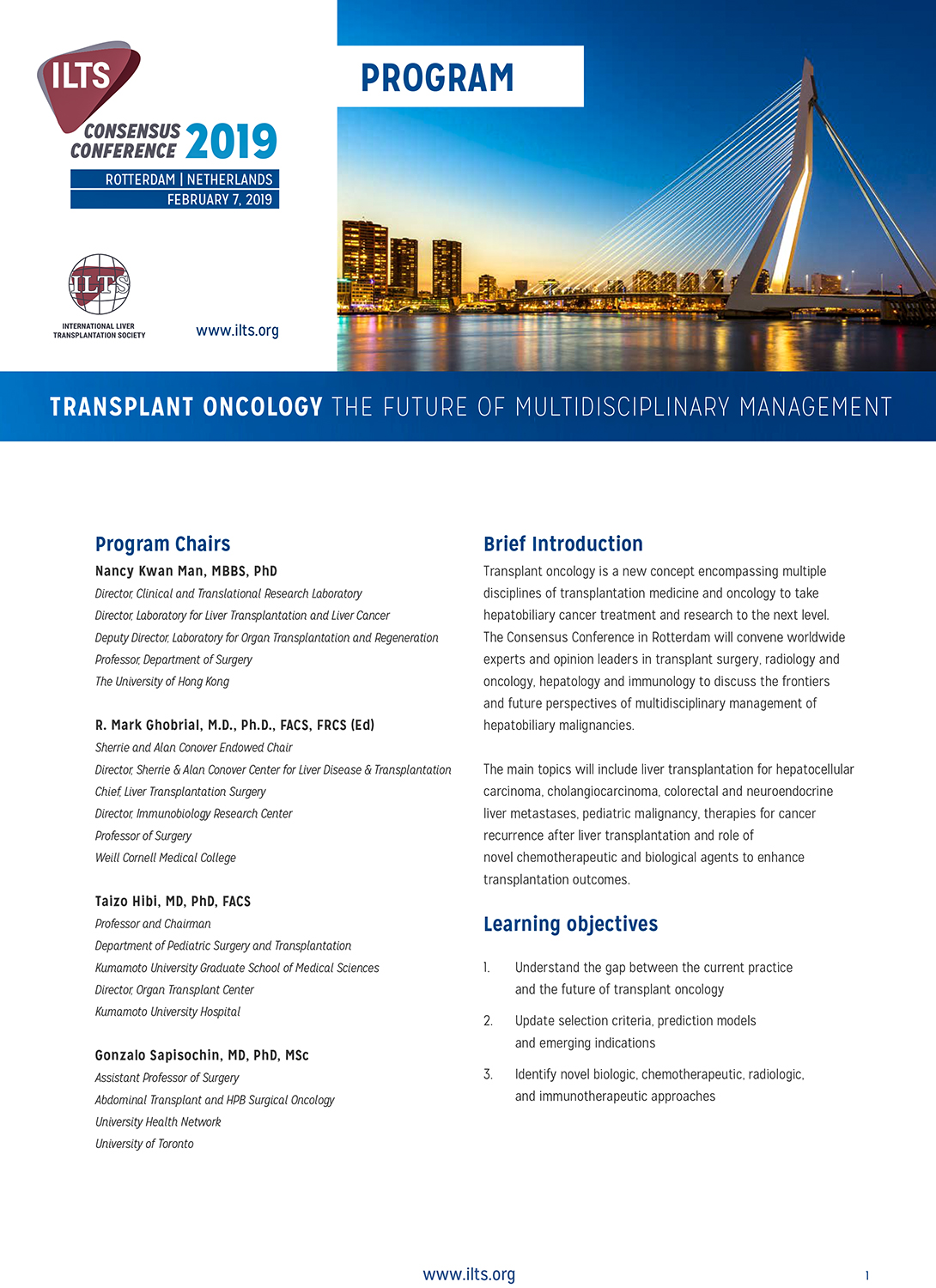 Program ILTS Consensus Conference 2019 Rotterdam, 7 febbraio