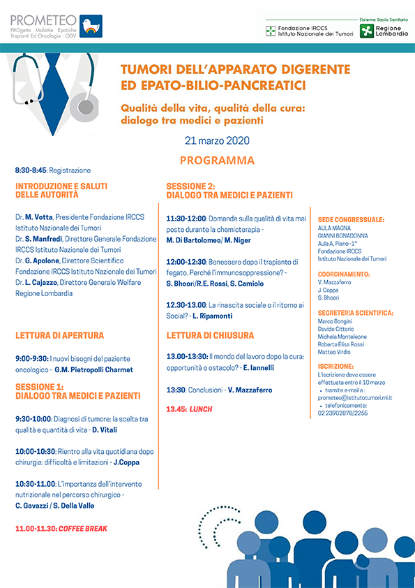 21 marzo - Convegno - Dialogo tra medici e pazienti: qualità della vita, qualità della cura - tumori apparato digerente ed epato-bilio-pancreatici 1