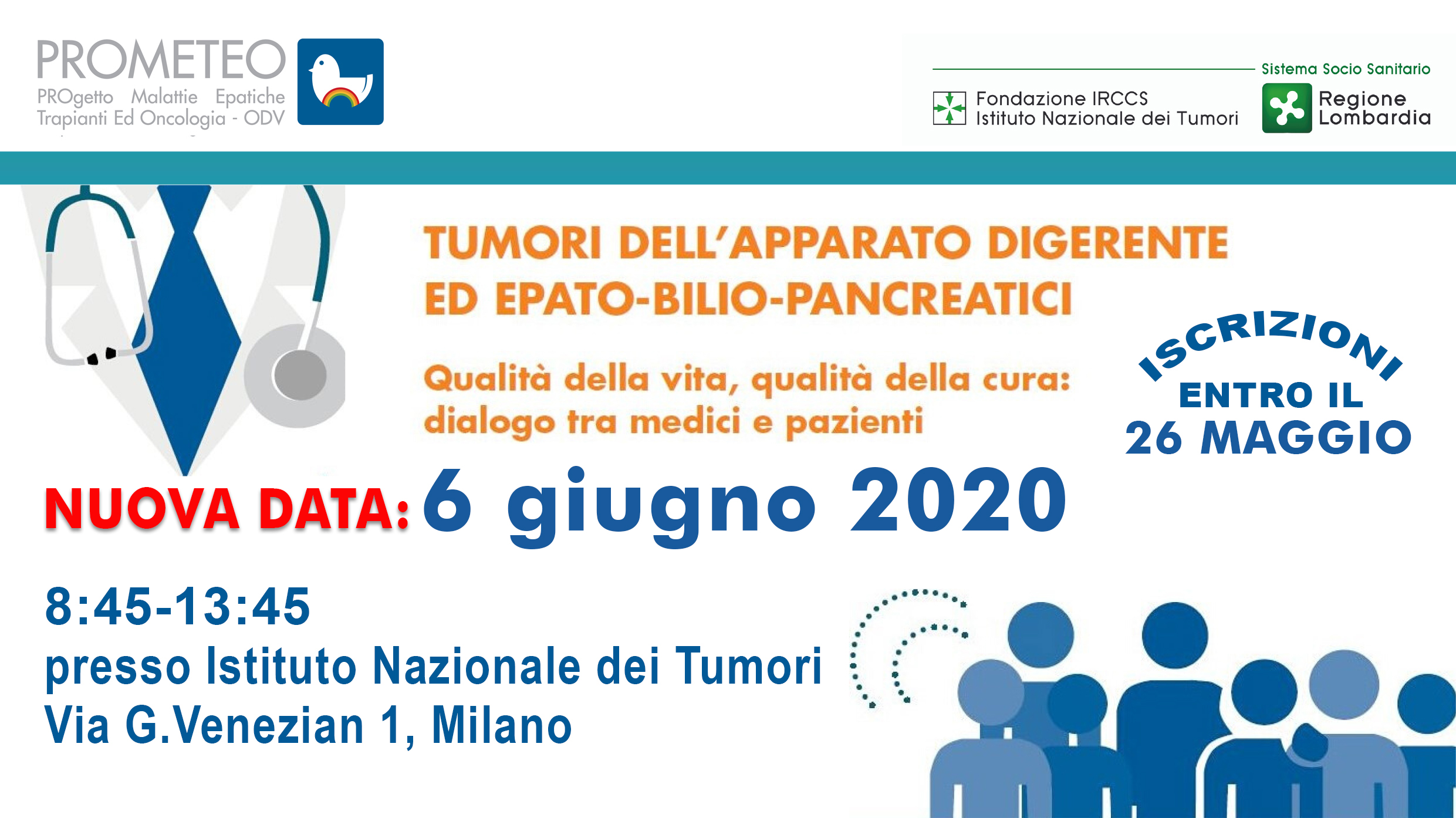 6 GIUGNO - Convegno TUMORI DELL’APPARATO DIGERENTE ED EPATO-BILIOPANCREATICI: Qualità della vita, qualità delle cure. Dialogo tra medici e pazienti