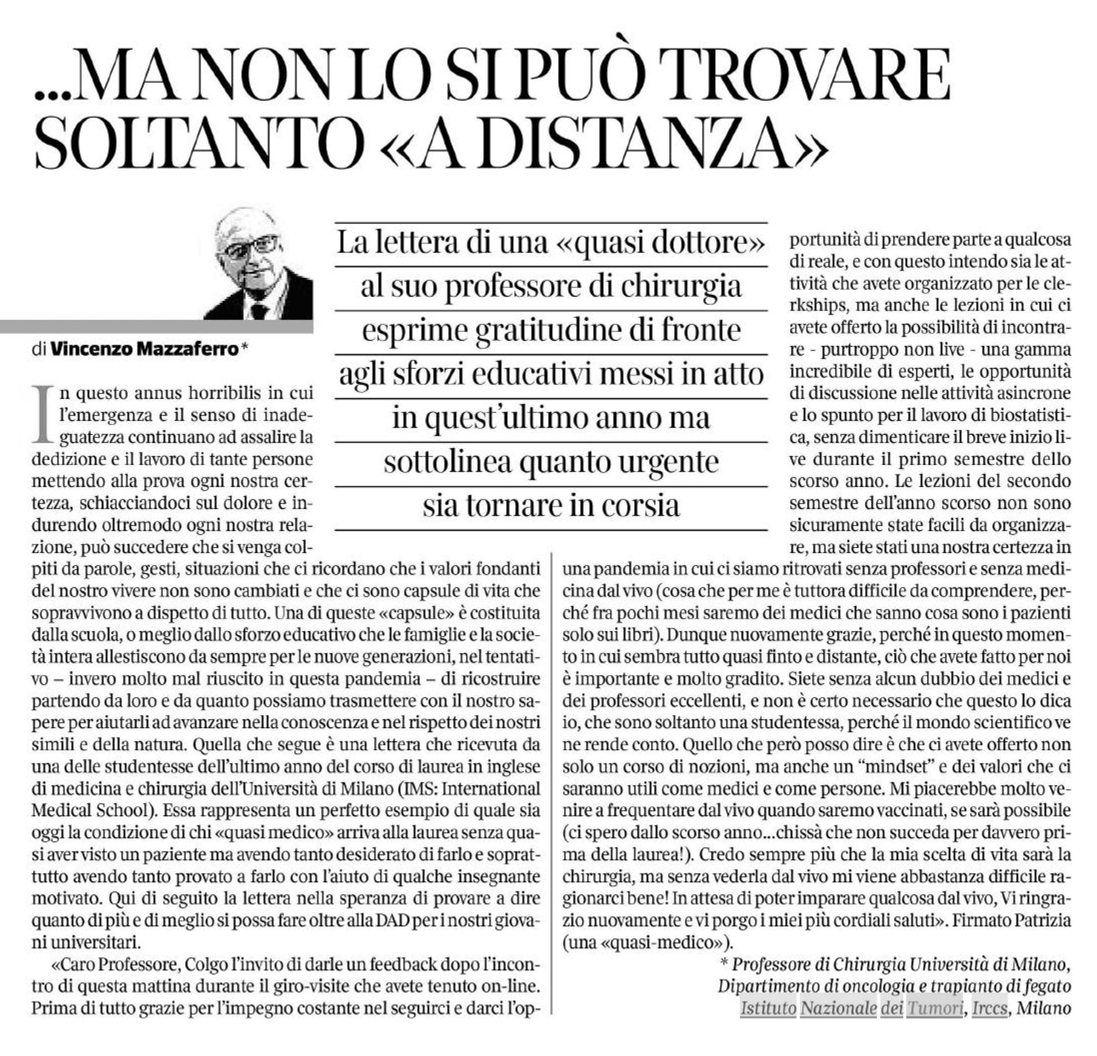Corriere Salute Vincenzo Mazzaferro